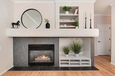 Modern fireplace with built-ins and styling